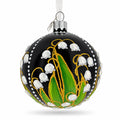 Lily of the Valley on Black Glass Ball Christmas Ornament