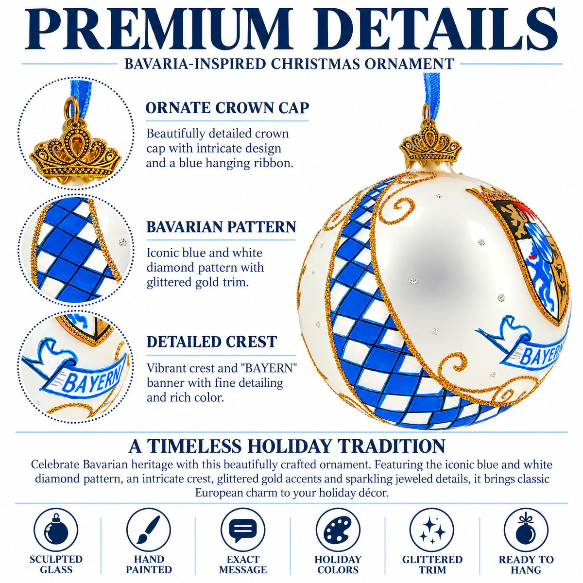 Bavaria, Germany Glass Ball Christmas Ornament