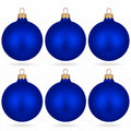 Set of 6 Blue Matte Glass Ball Christmas Ornaments 3.25 Inches (035)