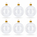 Set of 6 White Glossy Glass Ball Christmas Ornaments 3.25 Inches (041)