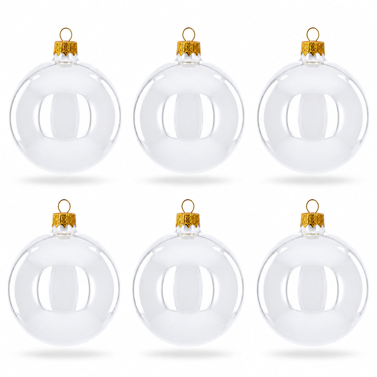 Set of 6 White Glossy Glass Ball Christmas Ornaments 3.25 Inches (041)