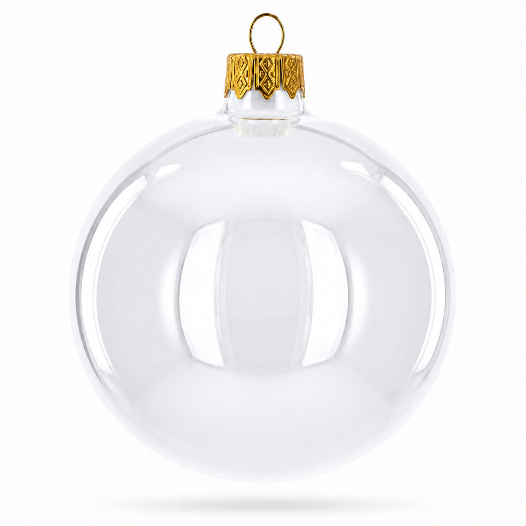 Set of 6 White Glossy Glass Ball Christmas Ornaments 3.25 Inches (041)