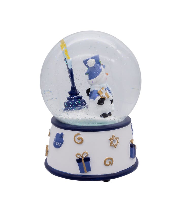 100MM Musical Wind-Up Hanukkah Snowman Water Globe