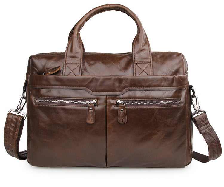 ROCKCOW Handmade Top Grain Leather Briefcase Men's Business Laptop Bag Handbags 7122