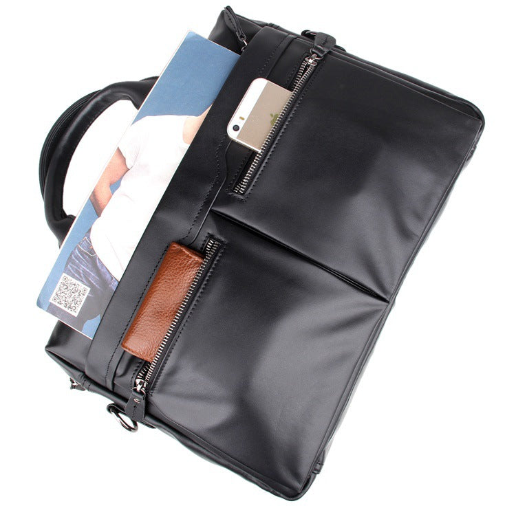 ROCKCOW Handmade Top Grain Leather Briefcase Men's Business Laptop Bag Handbags 7122