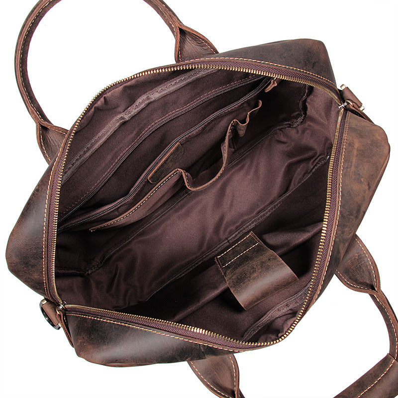 Handmade Full Grain Leather Briefcase Vintage Leather Messenger Bag