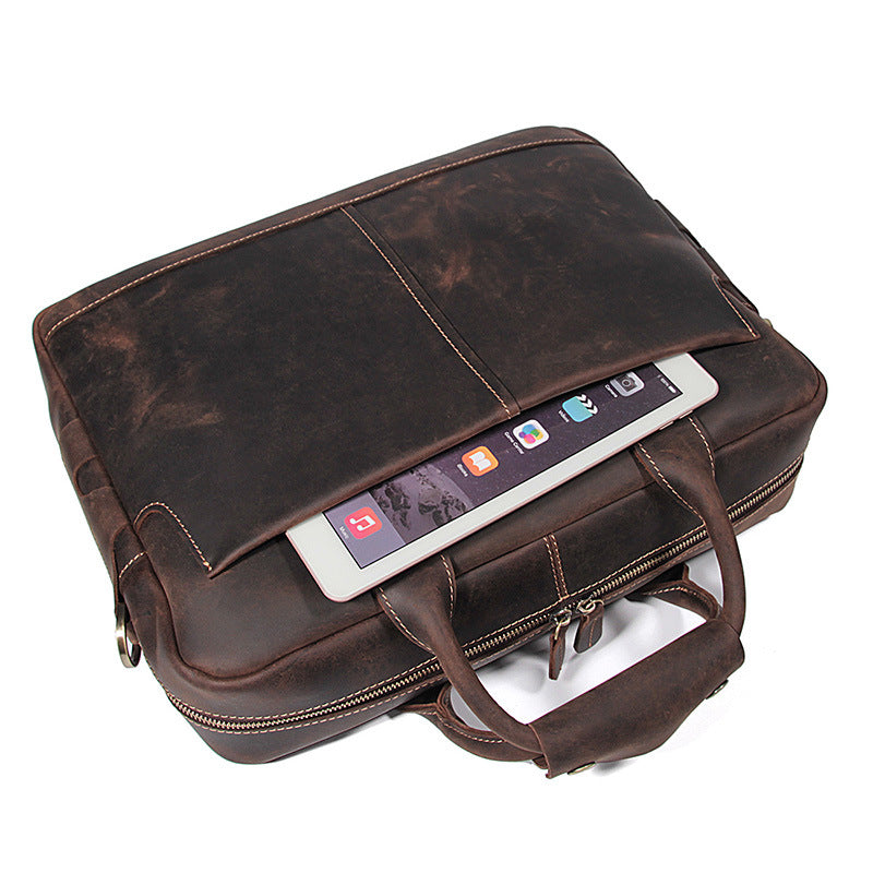 Handmade Full Grain Leather Briefcase Vintage Leather Messenger Bag