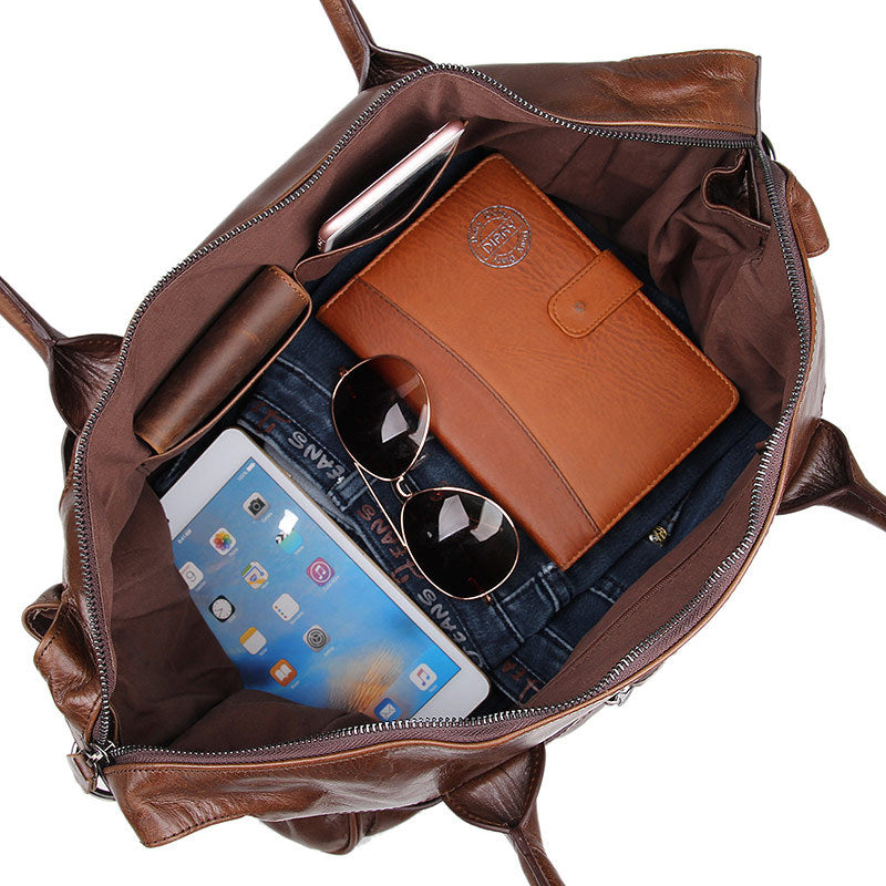 Handmade Top Grain Leather Travel Duffle Bags Designer Overnight Bag Men's Gym Bag