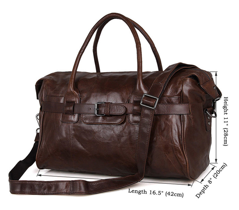 Handmade Top Grain Leather Travel Duffle Bags Designer Overnight Bag Men's Gym Bag