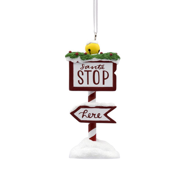 Santa Stop Here Sign Ornament