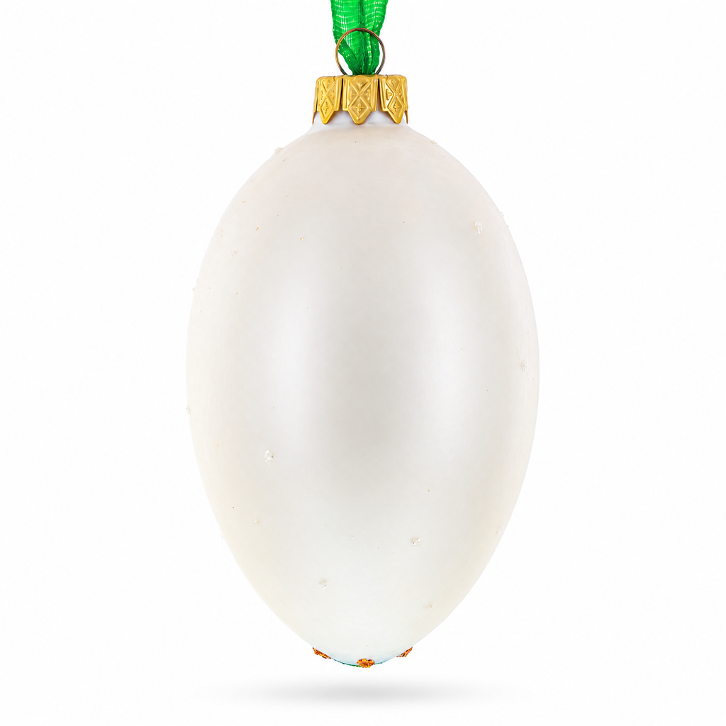 Louis-Francois Designer Jeweled Arabesque Glass Egg Christmas Ornament 4 Inches
