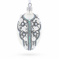 French Couturier Pearls on White Pendant Necklace Glass Egg Christmas Ornament 4 Inches