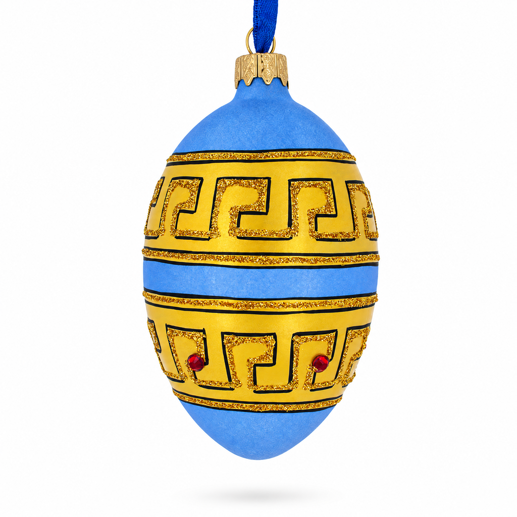 Italian Designer Jeweled Fine Ring Glass Egg Christmas Ornament 4 Inches