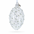 Silver Branches Glass Egg Christmas Ornament 4 Inches
