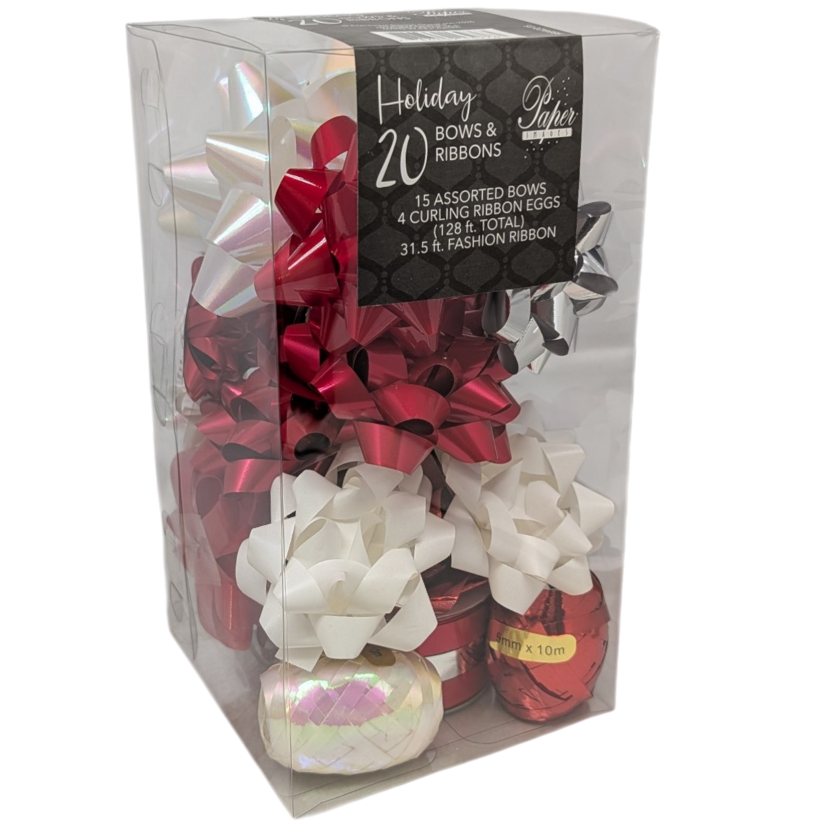 Holiday Ribbon And Bow Kit - Red/White/Silver