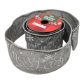 2.5" x 3 Yard Christmas Ribbon - Silver Merry Christmas