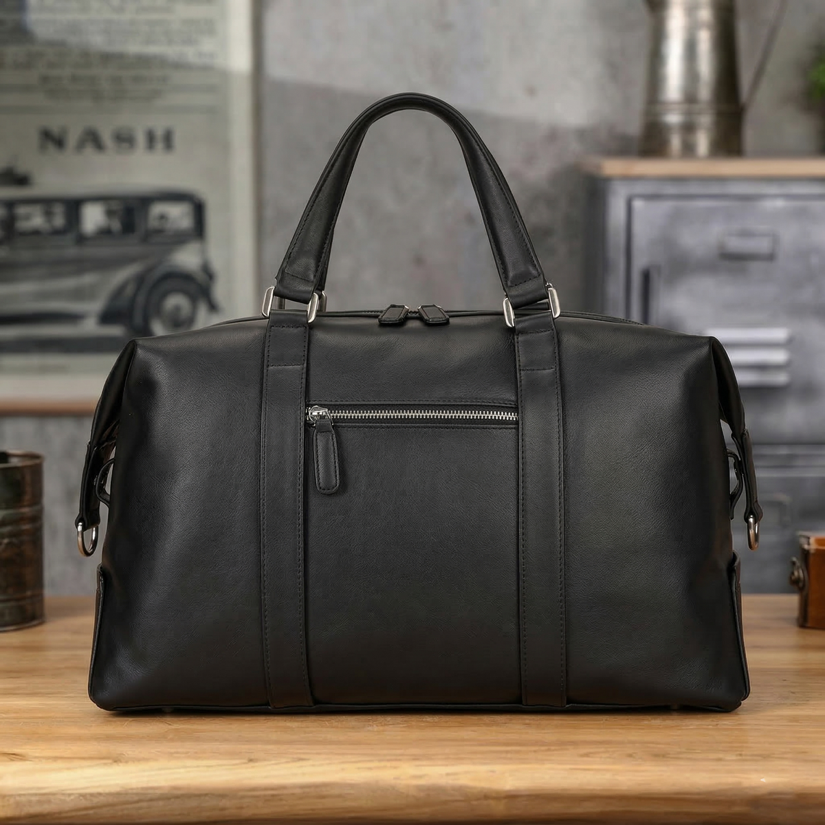 Top Grain Leather Briefcase Travel Duffle Bag Men's Large Handbags 6007A