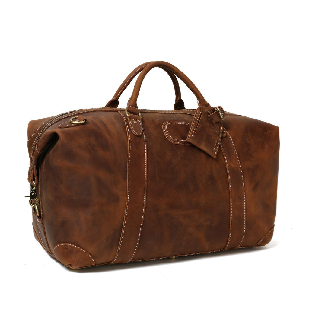 Men's Genuine Leather Duffle Bag , Large Weekender & Travel Gym Bag