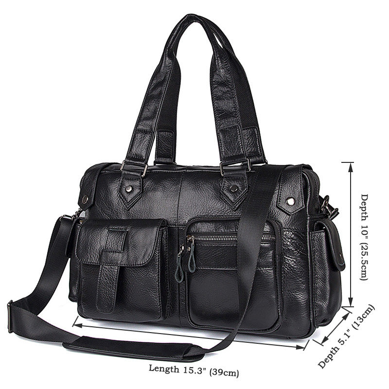 Rockcow Top Grain Leather Travel Bag Designer Messenger Bags Handbags 7384A