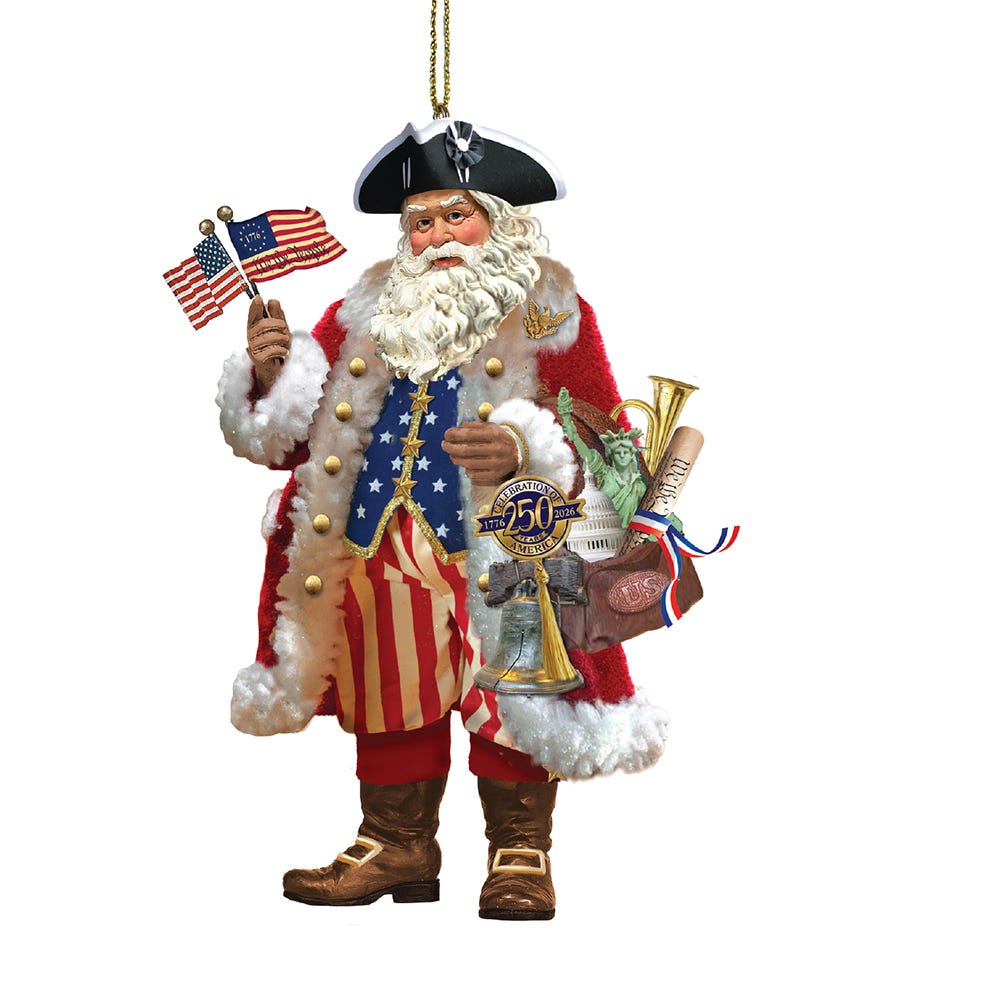 250th Anniversary 1776 American Santa Ornament