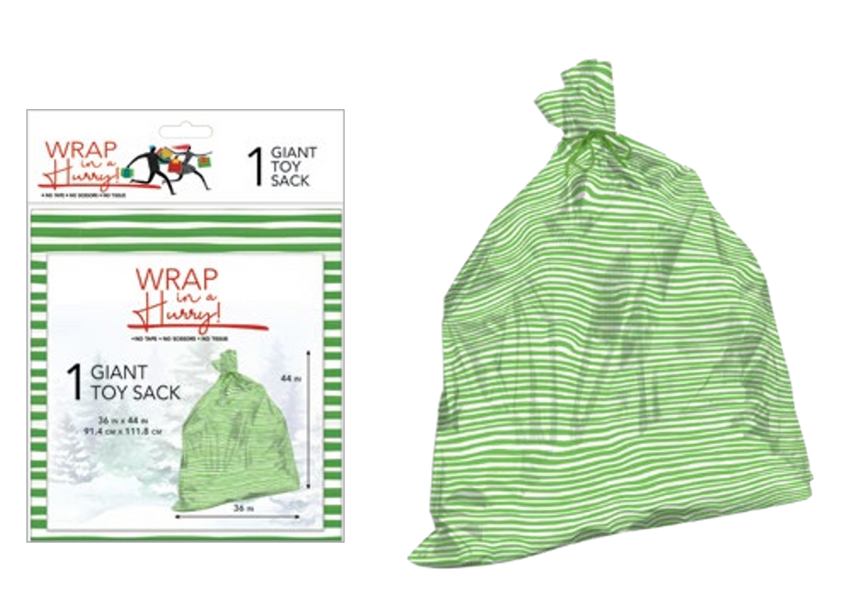 Wrap In A Hurry Giant Toy Sack - Elf Stripe