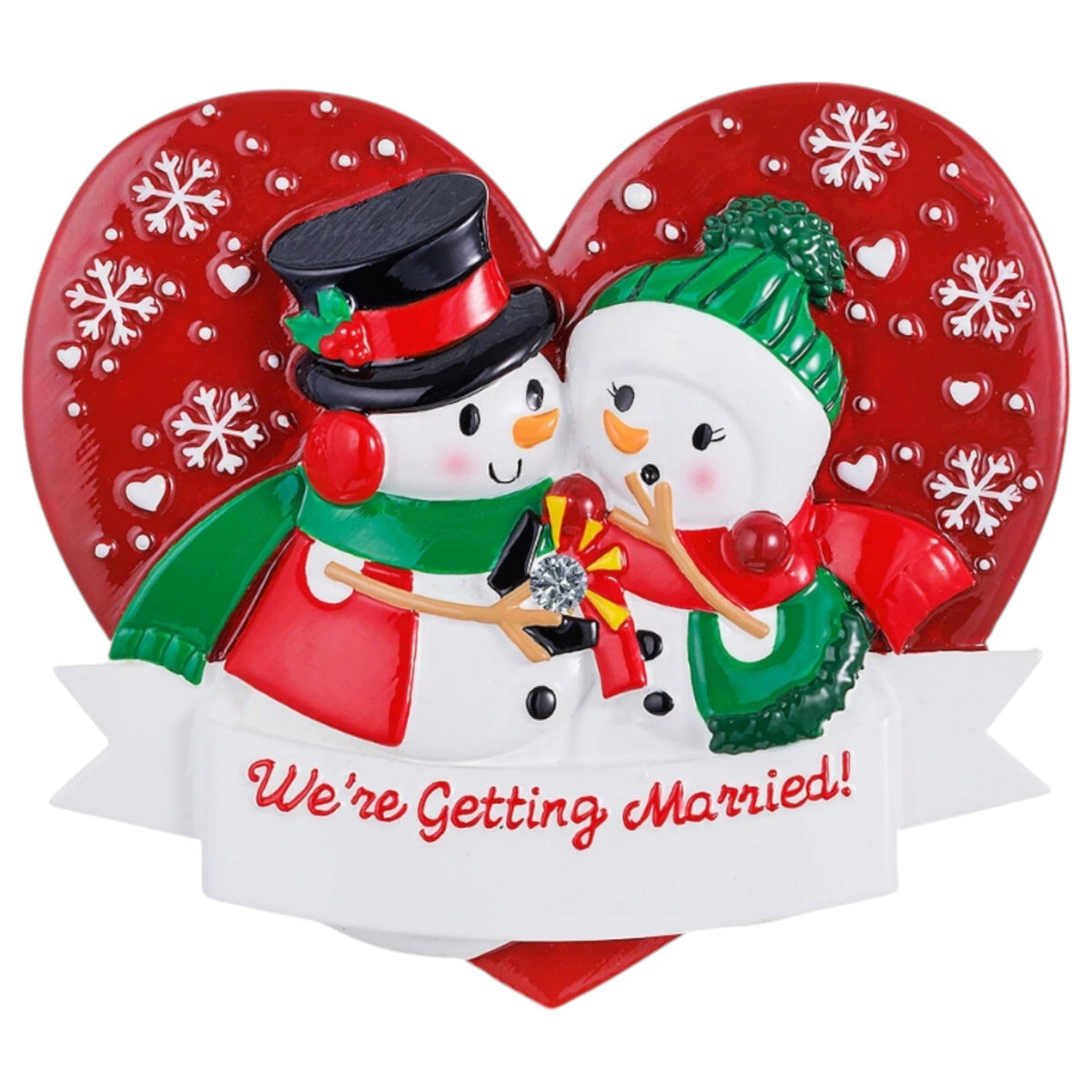 Snowman Engagement Couples Ornament