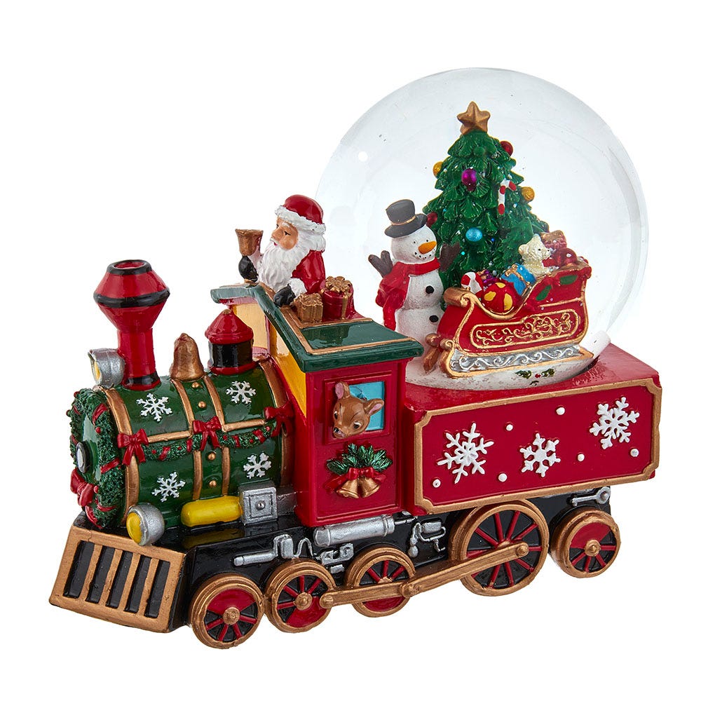 Musical Santa Driving Train Water Globe - 120mm