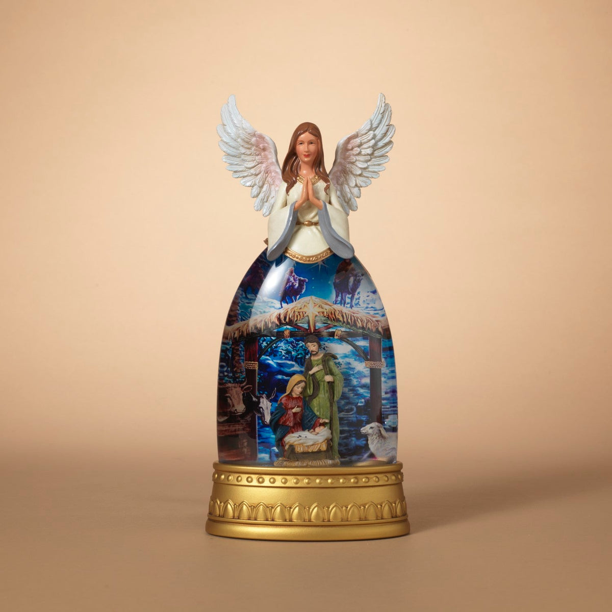 12 Inch Lighted Spinning Water Globe - Nativity Scene