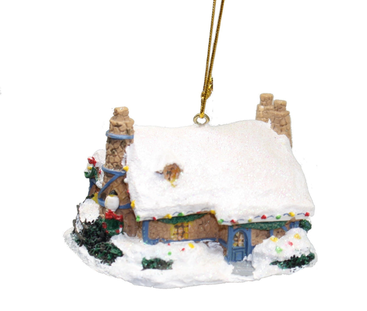 Thomas Kinkade Winter House Ornaments - Two Chimneys