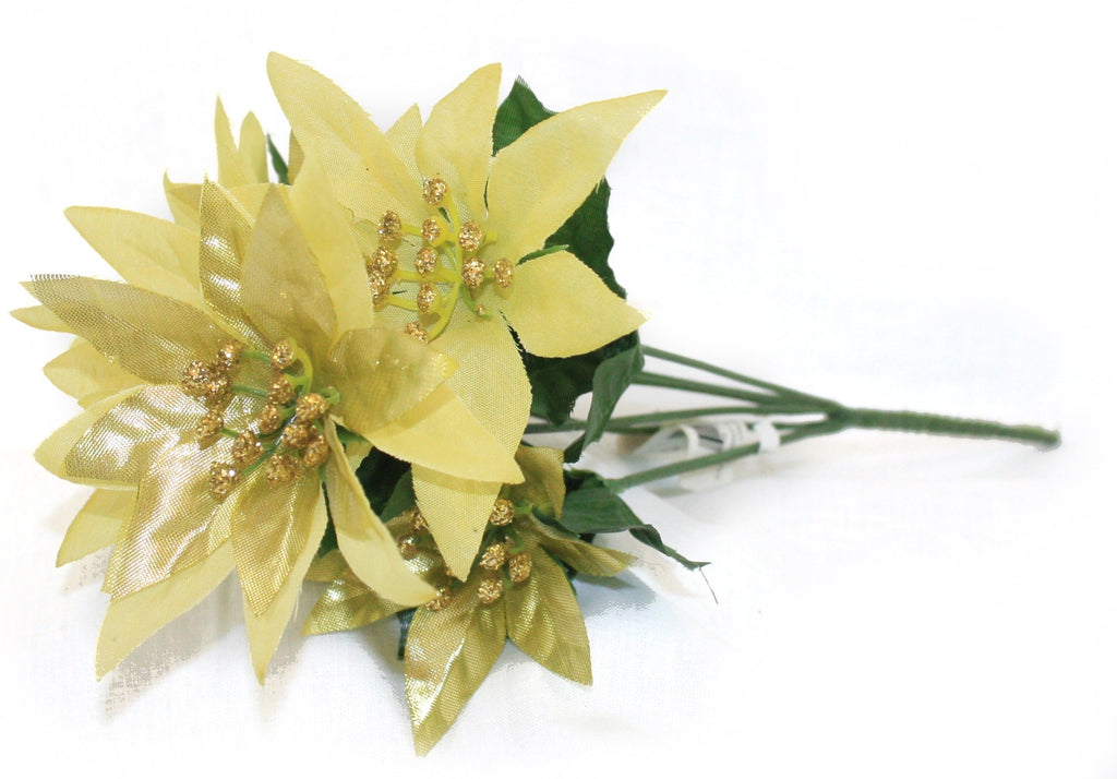12.5" Metallic Poinsettia Gold