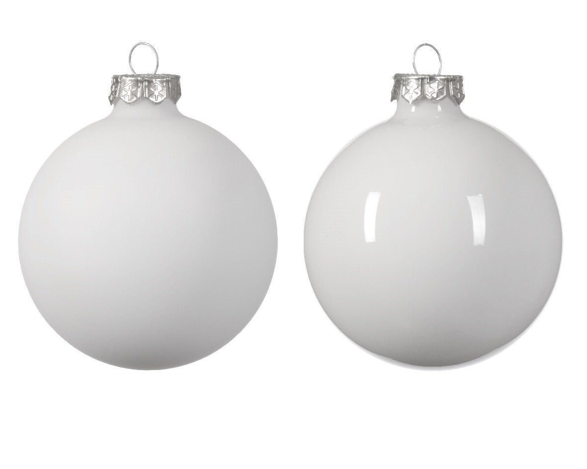 Glass 2.4" Ornaments - 10 piece Set - Winter White
