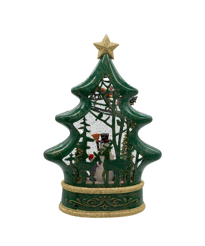 Battery Operated Water Snowman Tree with Santa Sleigh