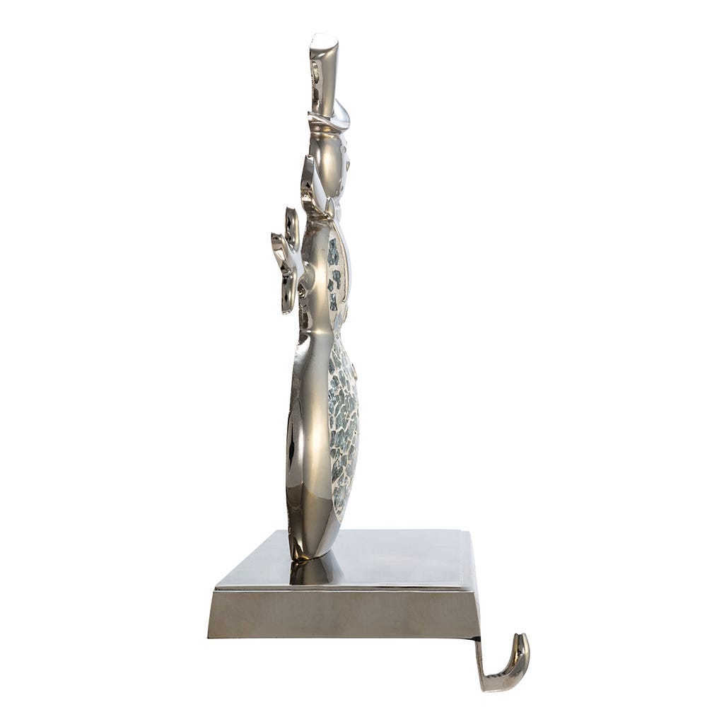 Silver Feather Mosaic Stocking Holder - Snowman