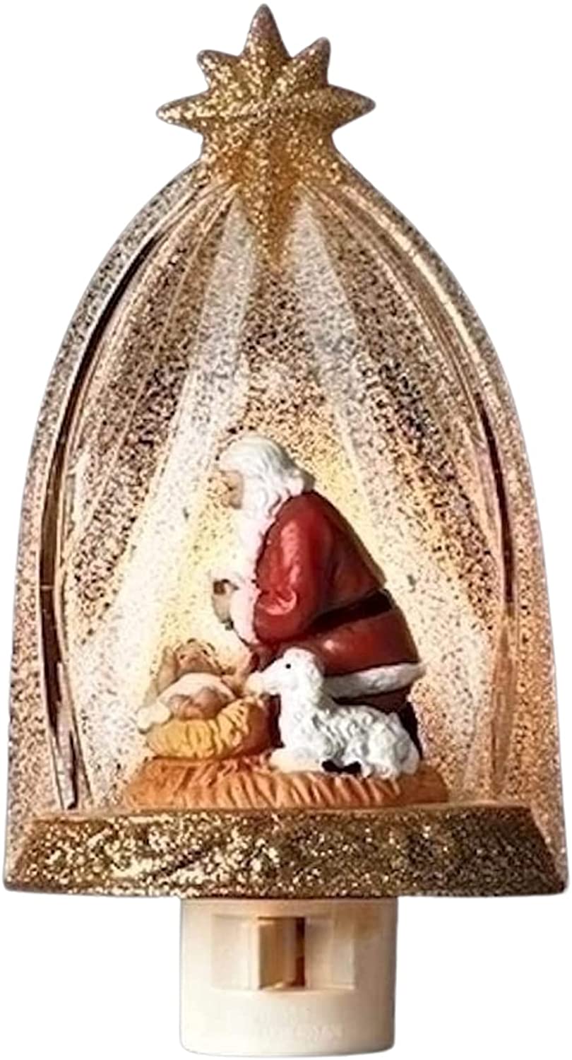 Santa Claus Kneeling Before Baby Jesus - Night Light
