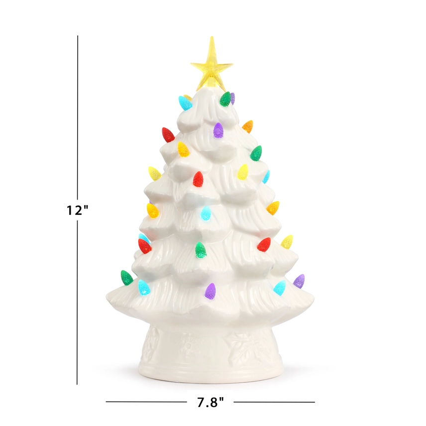 Ceramic Christmas Tree - White - 12 inch