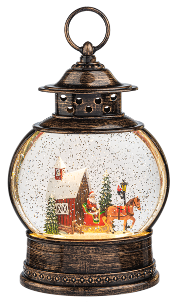 Swirling Lighted Glitterdome - Santa Winter Scene