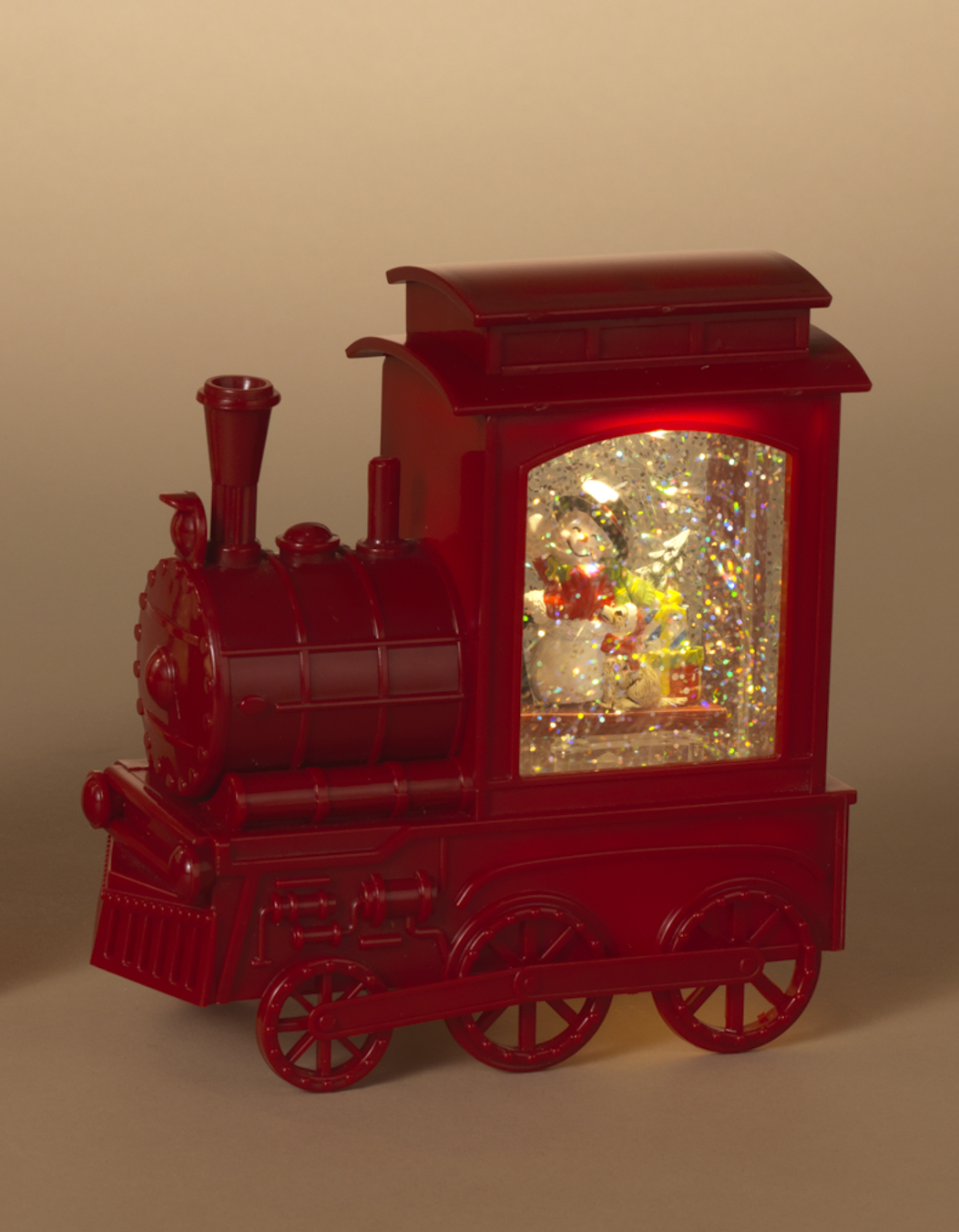 Lighted Spinning Water Globe Train - Snowman
