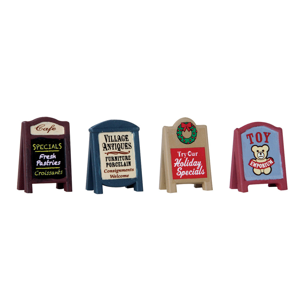 Village Sidewalk Signs - Set Of 4