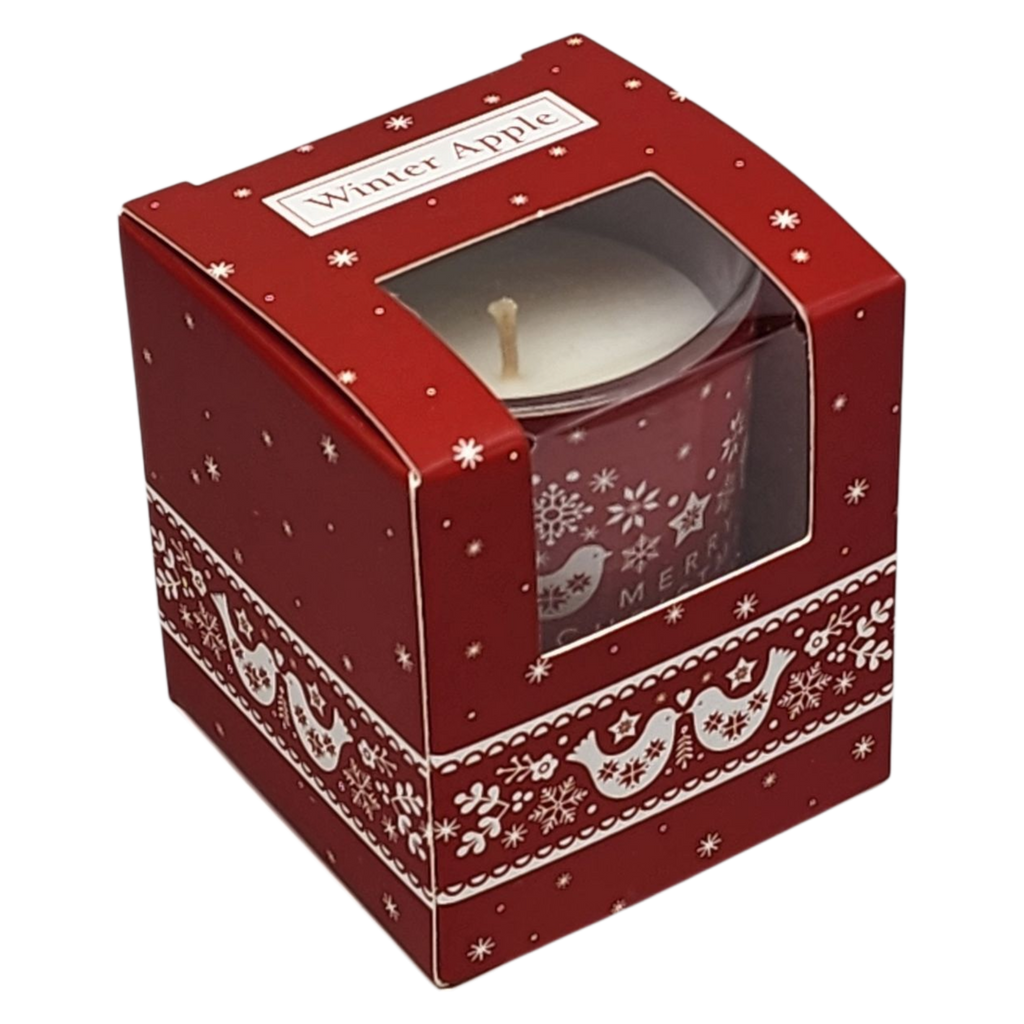 Glass Votive Scented Candle - Winter Apple