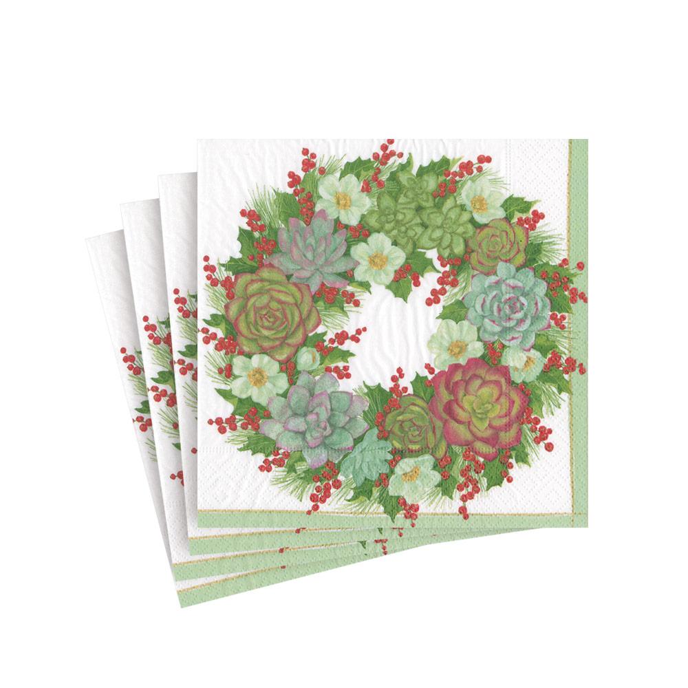 Succulent Wreath Paper Cocktail Napkins