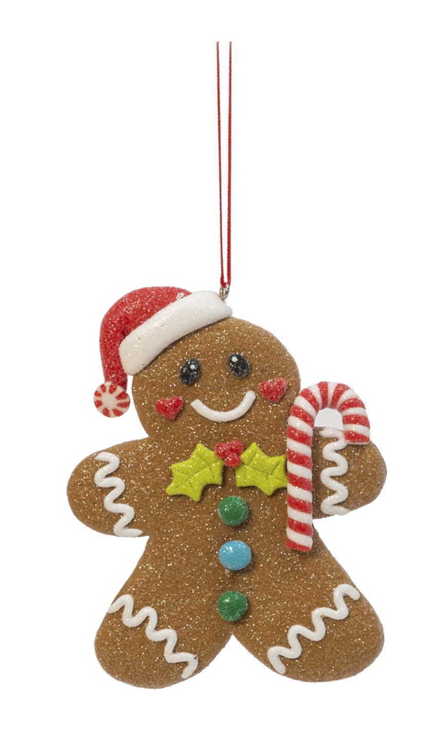 Clay Dough Gingerbread Ornament - With Candy Cane