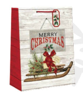Country Christmas Gift Bag - Large - Runner Sled