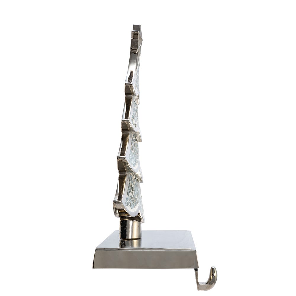 Silver Feather Mosaic Stocking Holder - Christmas tree