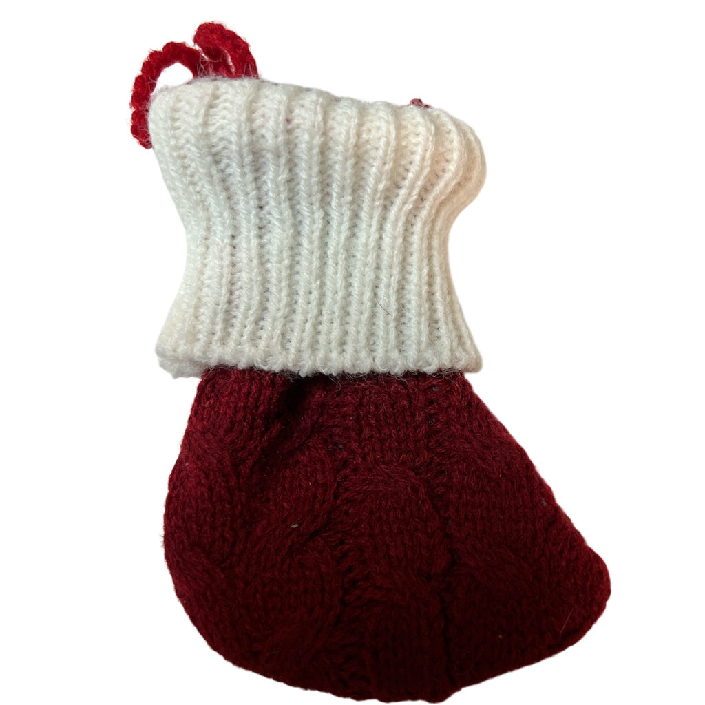 Knitted Red and White Stocking Ornament