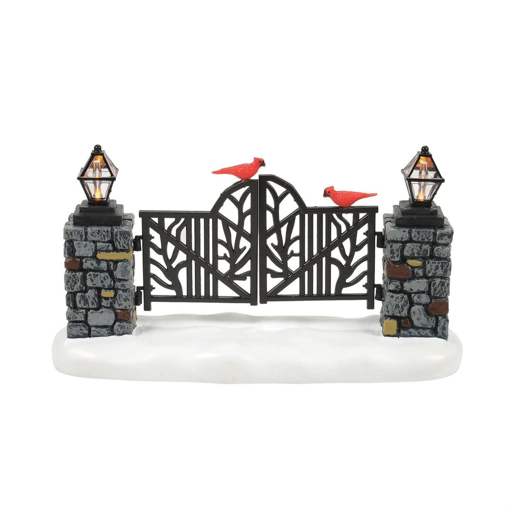 Lighted Christmas Gate with Cardinals