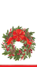 Caspari Evergreen Wreath (White) - Guest Towel