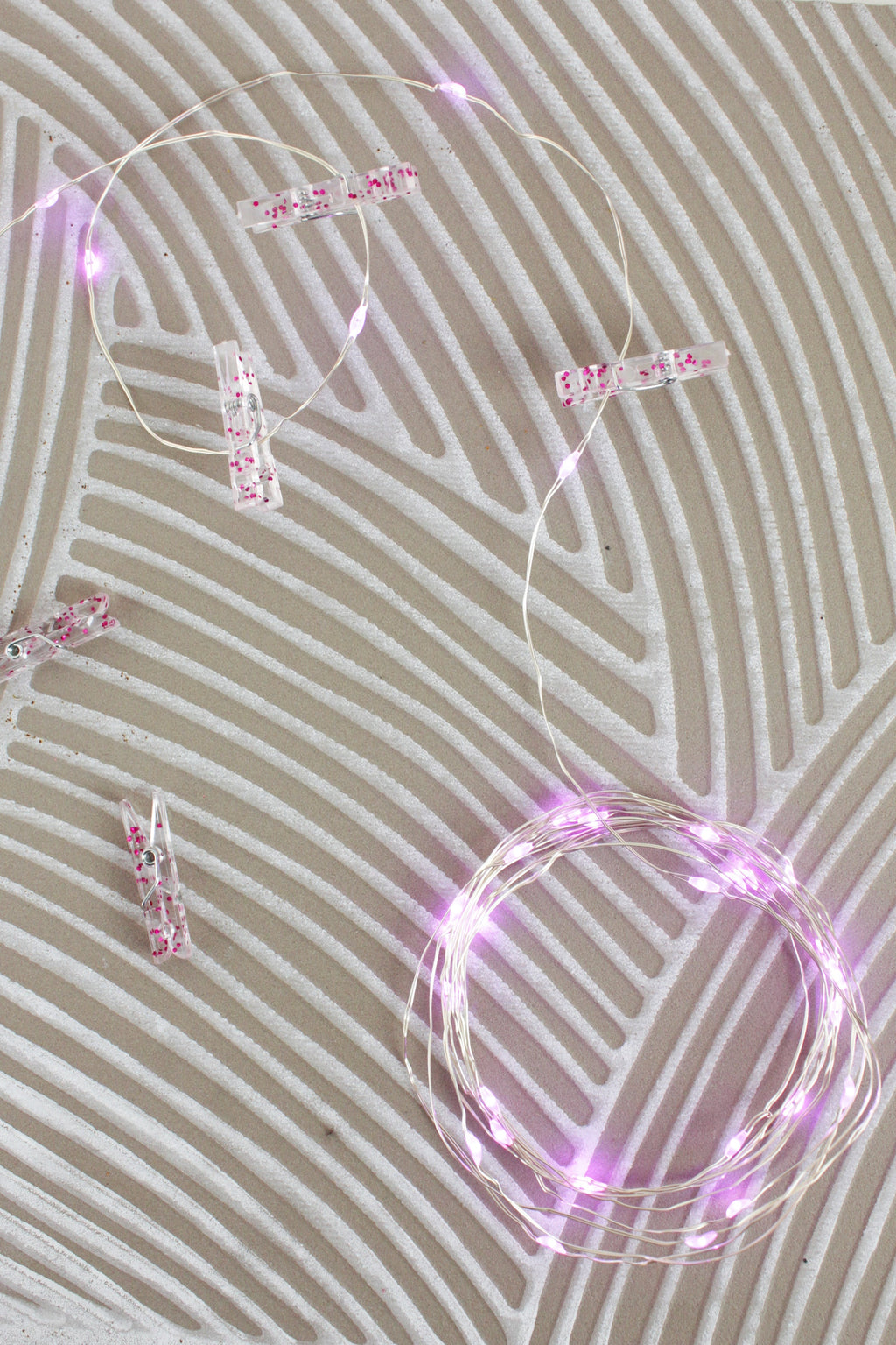 36 LED Pink Glitter Photo Clip String Light- Battery Operated