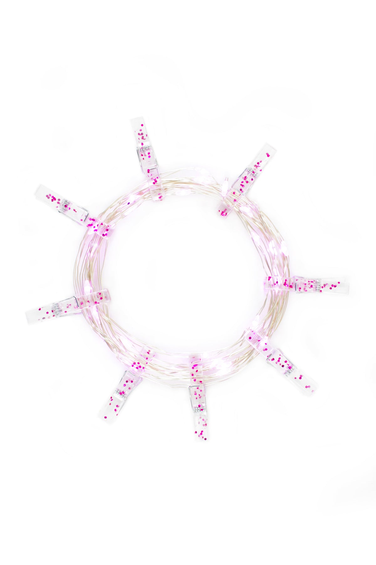 36 LED Pink Glitter Photo Clip String Light- Battery Operated