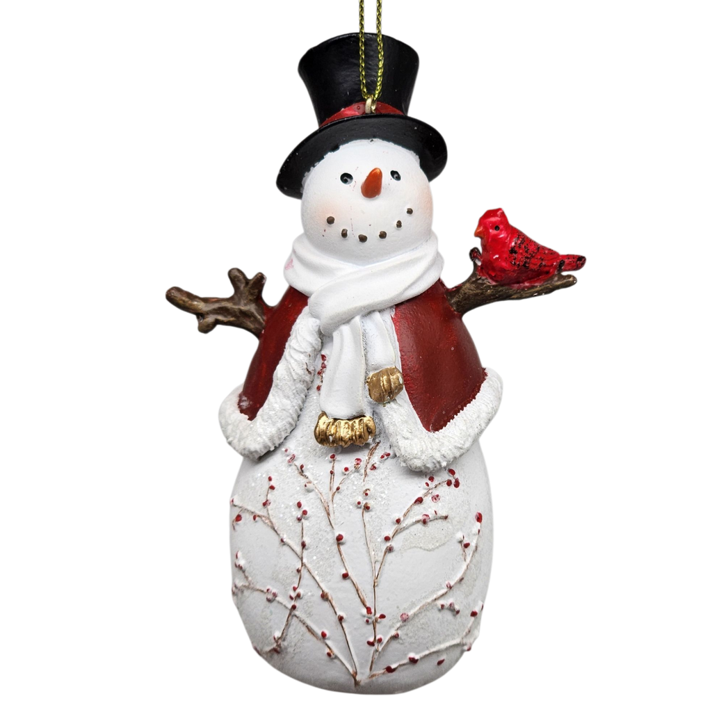 Berry Vine Snowman with Cardinal