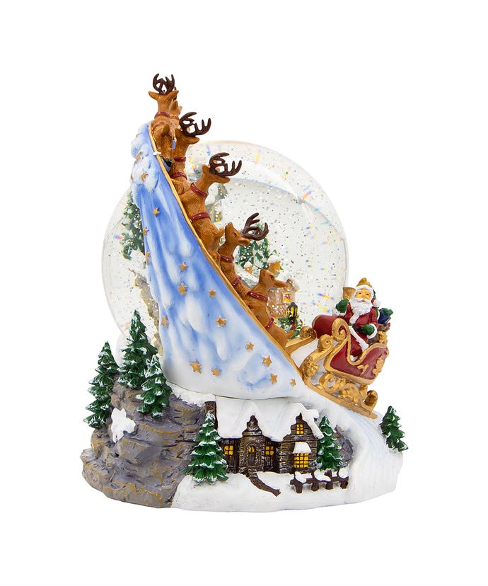 Battery Operated Musical Santa and Sled Water Globe